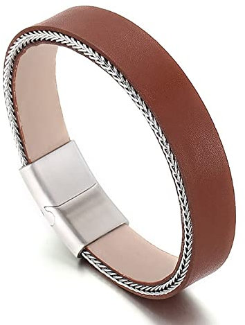 Herren Lederarmband, Armband Leder Herren Braun Herren Armbänder Rechteck Herren Schmuck für Männer Geschenke