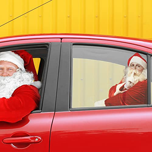 Weihnachten Auto Hinten Fensteraufkleber, Weihnachtsmann Autoaufkleber, PVC Selbstklebend Autoaufkleber Weihnachten Autofenster Dekoration,lustig Auto Aufkleber Autoscheibe Aufkleber (B)