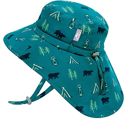 Jan & Jul Wide Brim Sun Hats for Little Kids with Neck Flap (L: 2-5 Years, Summer Camp)