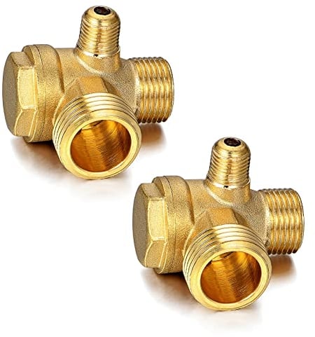 3 Wege Rückschlagventil Luftkompressor (20 × 16 × 10mm) Außengewinde, Messing Überdruckventil Kompressor für Ventil Verbinder Werkzeug