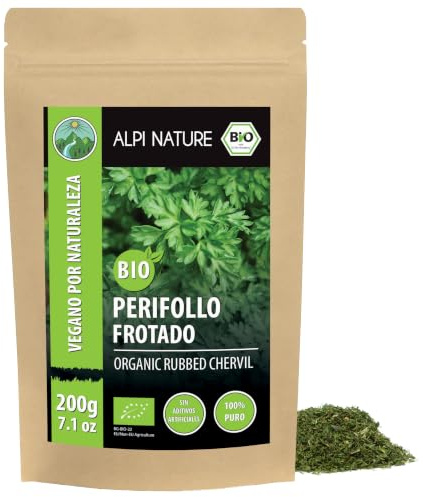 Alpi Nature Cerfoglio BIO 200g, Cerfoglio Foglie Essiccate e Tagliate, Spezia Classica Francese