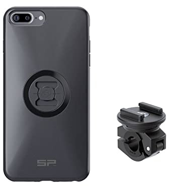 SP Connect Komplettpaket Moto Bundle am Rückspiegel montiert - iPhone 8 Plus