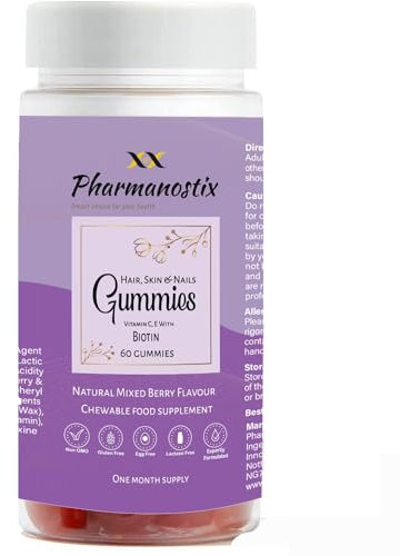 Hair, Skin & Nail Beauty Gummies - Biotin, Zinc, Vitamin D3, Selenium, Vitamin C - Vegetarian Berry Chewable Gummies - Gluten, Dairy, Soy & GMO Free -120 Gummies 2 Packs