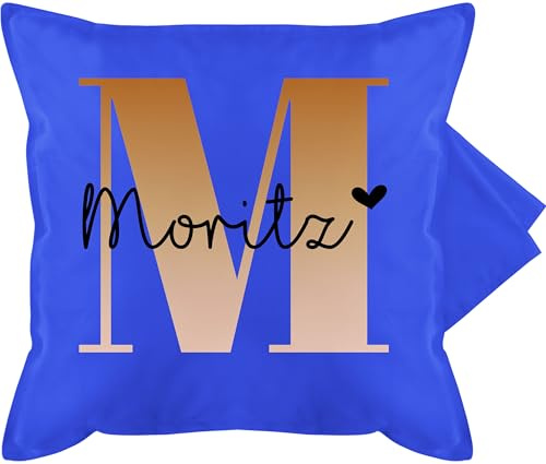 Kissenbezug - Initialen - Name und Buchstabe I Geschenk Anfangsbuchstabe - 50 x 50 cm - Blau - buchstabenkissen Buchstaben m Polster namenskissen personalisierte anfangsbuchstaben kissenhülle