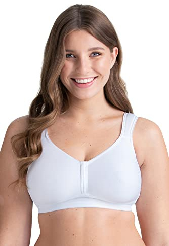 Miss Mary of Sweden Feel Fresh Non-Wired T-Shirt Bra – Unpadded Moulded Full Cups, Breathable & Moisture-Wicking 40F White