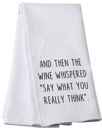 PWHAOO Geschirrtuch mit lustigem Spruch und dann der Wein geflüstert