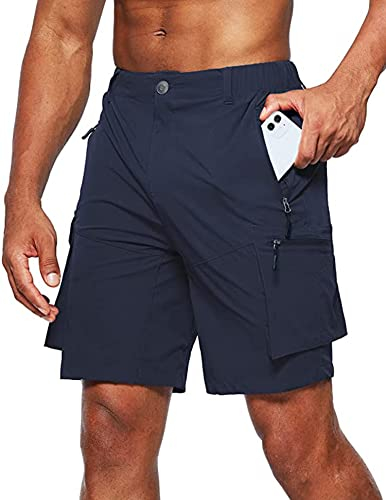 Tansozer Kurze Hosen Herren Sommer Leichte Schnelltrocknend Wanderhose Kurz Stretch Cargo Bermuda Sporthose Outdoor Trekking Wandern Shorts Herren Mountainbike, Arbeit, Sports Blau L