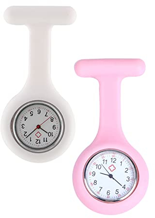 KARELLS Montre Gousset en Silicone, Montre d'infirmière, 2 Pièces Montre De Poche dInfirmière, Montre à Gousset Personnalisable, Montre à Gousset avec Clip, Cadeau pour Les Médecins et Infirmières