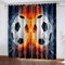 NGOCVN Blickdicht Vorhänge 140 X 160 cm / (B) X (H) Sport Flamme Fußball Ösenvorhang 3D Drucken Verdunkelungsvorhang 2Er Set Mikrofaser Gardinen Teenager Jungen Mädchen Für Jugendzimmer
