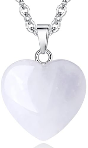 XIANNVXI Kristalle Bergkristall Kette Liebe Herz Bergkristall Anhänger Halskette Damen Silber Heilung Kristall Heilstein Edelsteine Reiki Schmuck Valentinstag Geschenke