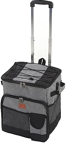 Bolsa Hielera con Ruedas de 35 L, Hielera Aislante de Tela Oxford Impermeable, Hielera Suave, Hielera de Playa, Caja con Ruedas Tipo Palanca Gris para Acampar, IR de Excursión,