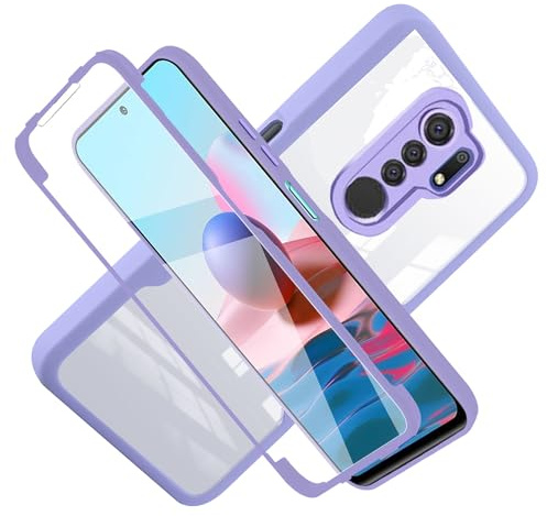 LXHGrowH Cover per Xiaomi Redmi 9 360 Gradi Antiurto Viola | Custodia Anti-graffio con dell Schermo Integrata Protezione, Dual Layer Ibrida 360° Full Body Antiurto Protettiva Case