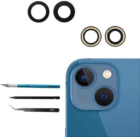 2 Pcs/Set 13/13 Mini Rear Back Camera Glass Lens Replacement for iPhone 13/iPhone 13 Mini Camera Glass Lens Replacement + Repair Tool Kit Set,Anti-Lens Scratch