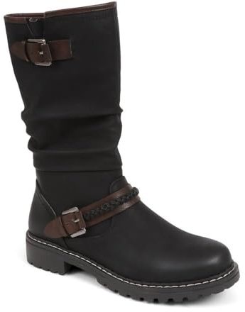 Pavers Buckle Mid Calf Boots - Black Size 6