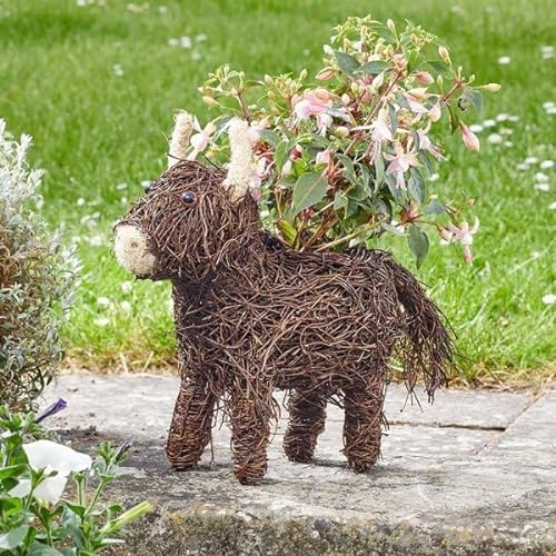 Garden Mile® Macetas de paja de ratán con temática animal, decoración de jardín con un propósito para jardín, césped y patio (1, vaca de las tierras altas)