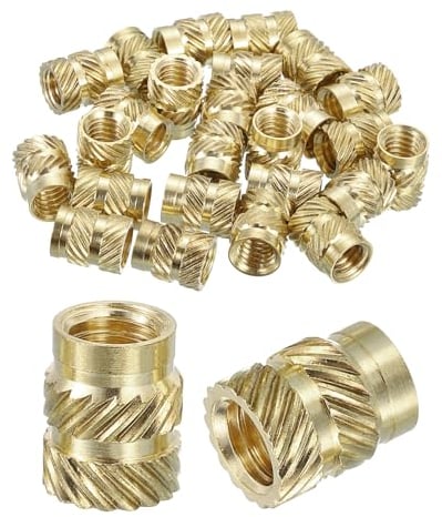 Sourcing Map Knurled Insert Nuts, 25pcs M6 x 10mm L x 8mm OD 3D Printing Brass Female Threaded Inserts, Heat Set Embedment for Printing
