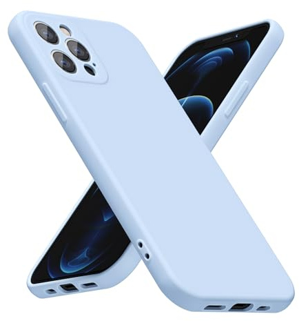 LoeoeL for iPhone 12 Pro Max Phone Case Silicone, Minimalist Ultra Thin Slim Soft Rubber Gel Solid Color Matte TPU Cute Case for Women Men, Girly Plain Aesthetic Design & Camera Cover, Light Blue
