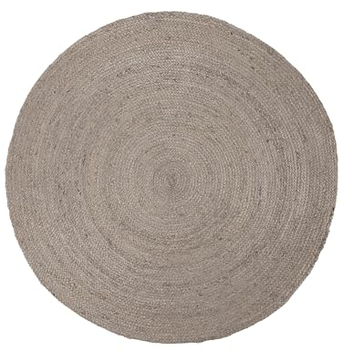 carpetfine Juteteppich Nele Taupe handgewebt aus Jute Rund Ø 120 cm | Moderner Naturteppich Uni im Boho - Style Flachgewebe Teppich für Wohnzimmer und Schlafzimmer