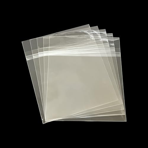 7 Resealable Record Outer Sleeves, 3 mils Thick Clear Professional Vinyl Record Storage Protector, Vinyl Record Outer Sleeves for EP Album Covers-7-2/5 x 7-2/5 + 1-1/5 Flap（50pcs）
