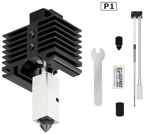 Sostituzione per il gruppo hotend Bambu Lab P1S con riscaldatore in ceramica in acciaio indurito in tempistica da 0,4 mm Hotend ugello compatibile con stampanti 3D serie Bambu Lab P1