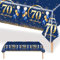 MORAINJAY 70 Geburtstag Tischdecke,137x274cm Blau mit Gold Tischdecke für Mann Frau 70 Geburtstag Party,Rechteckige Tischdecke für Geburtstag Party Deko zum 70.