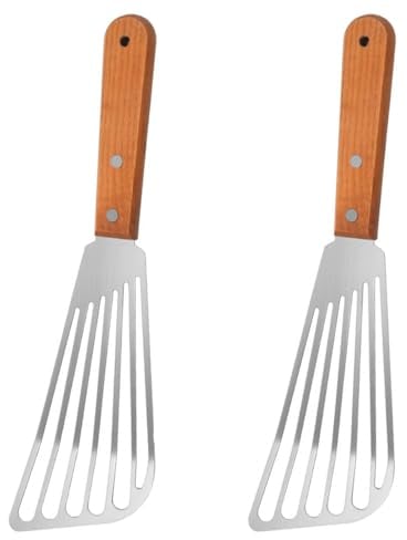 2 Pack Fish Metal Spatula for Kitchen Use Slotted Spatulas Frying Spatula with Thin Edge Ideal for Turning & Flipping (10.63in