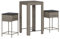 vidaXL Gartenbar Set 3-TLG., Gartenmöbel mit Kissen, Bartisch Stehtisch Barhocker Barstuhl, Theke Bar Tresen Gartentheke Sitzgruppe, Grau Poly Rattan