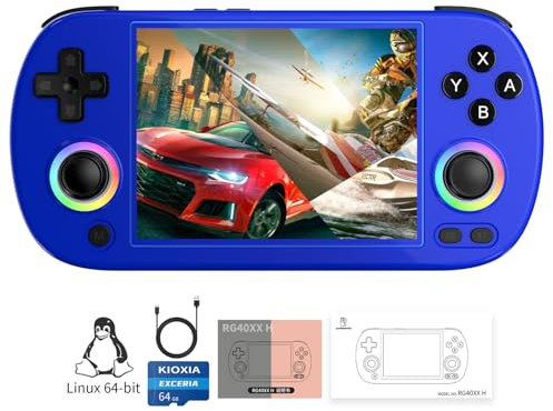 GiipGoop RG40XX H Console di gioco portatile retrò Console di gioco portatile Console di gioco portatile Linux 64-bit Schermo IPS da 4 pollici Cortex-A53 Supporta WiFi Bluetooth HD e uscita TV Blu