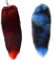 Yeory Fox -Schwanz, 2pcs flauschiger Fuchsschwanz, 16 -Zoll -flauschiger Schwanzschlüsselkette, Kunstpelzschwanz, dekorativer Therian -Schwanz für Handtasche rot + blau