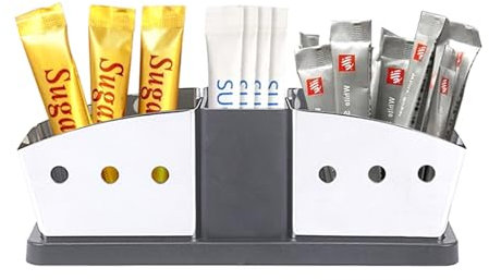 HJIAMA Portacialde da Caffè Acciaio Inossidabile 304 Porta Bustine Zucchero 3 Scomparti Porta Capsule Caffe Può Essere Utilizzato Ripetutamente per Case, Ristoranti, Bar