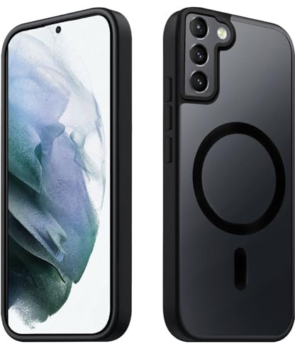 Tawarror Magnetische für Samsung Galaxy S21 5G Hülle, Kompatibel Mit Magsafe, Matt Transluzente Handyhülle für Samsung S21 PC Rückseite Kratzfest TPU Stoßfest Anti-Fingerabdruck Schutzhülle, Schwarz