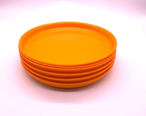 Kimmel Lot de 6 assiettes plates, 18 cm, en plastique, pour enfants, camping, orange
