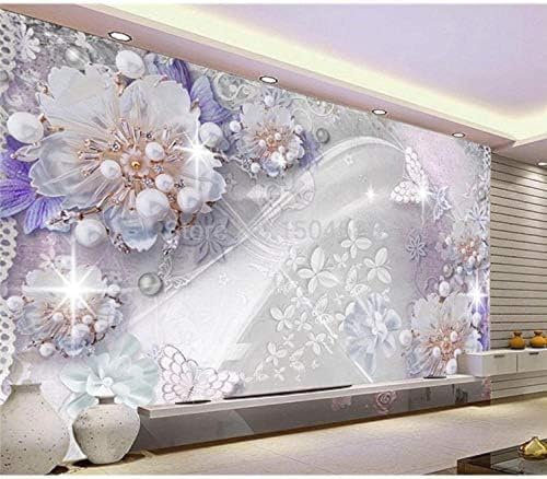 XLMING Kubische Lila Perle Blume Schmetterling 3D Tapeten Home Esszimmer Sofa Schlafzimmer Wohnzimmer TV Hintergrund-150cm×105cm