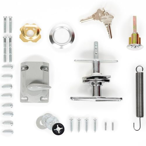 Garage Door Lock Kit, T Handle Lock Cylinder with Key, Garage Door Opener, Garage Replacement Parts