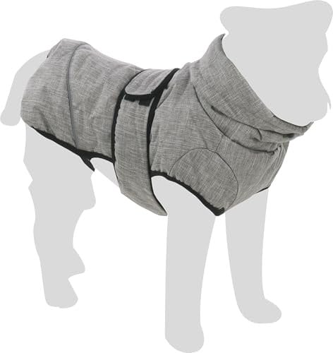 Flamingo Hundemantel Winter – Iglu Grau – 55cm – warm & modisch – Polyester – wasserabweisend – isothermische Innenschicht – reflektierend – Brust- & Bauchabdeckung – Geschirröffnung