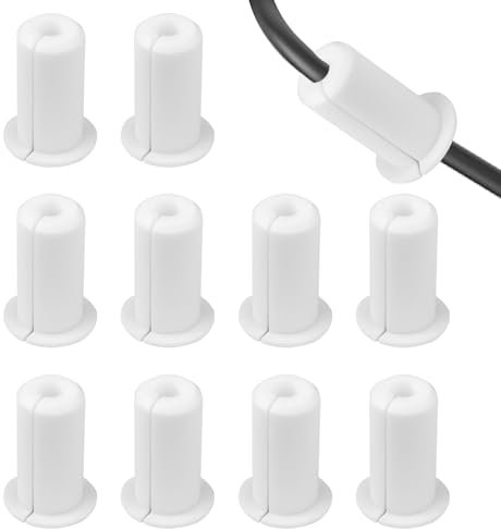 Modixun 10 Pack Cable Grommet for 19mm Wall Hole, Silicone Wall Cable Pass Through Bushing Grommet Cable Routing Kit Cord Cover Hider for Starlink Ethernet Wire (White)