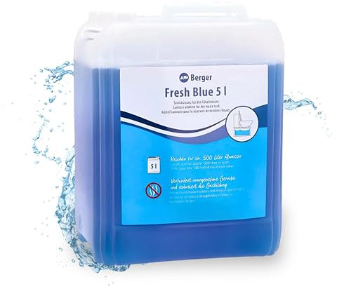 BERGER Fresh Blue Sanitärflüssigkeit 5L | Toilettenreiniger Sanitärzusatz für Abwassertank der Campingtoilette | Toilettenzusatz für Chemietoilette Wohnmobil | hochwirksam mit frischem Duft
