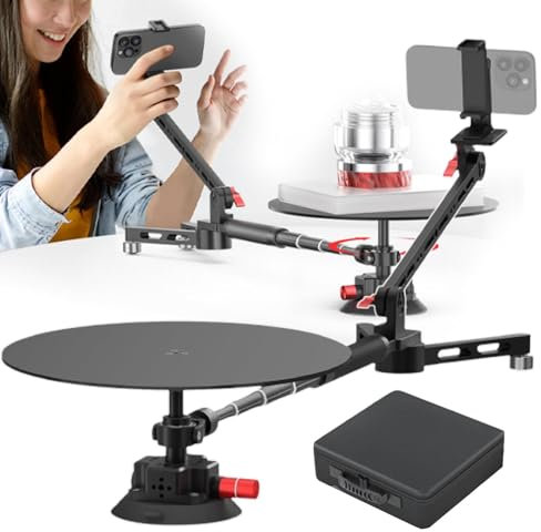 aromaoveite Videokamera-Produktaufnahme, 360°-Drehplattform, FüR Kommerzielle Videos, Lebensmittelaufnahmen, Produktfotografie – Drehbare Aufnahmeplattform –Einstellbar/Aufnahmeabstand 0–110 cm,Black