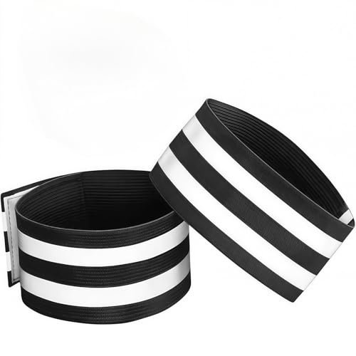 TANSAR 2 Stück Hosenklammer Fahrrad, Elastisch Hosenschutz Fahrrad Reflektorband, Hosenband Fahrrad mit Klettverschluss und Starken Reflektorstreifen für Outdoor Radfahren Joggen, Schwarz