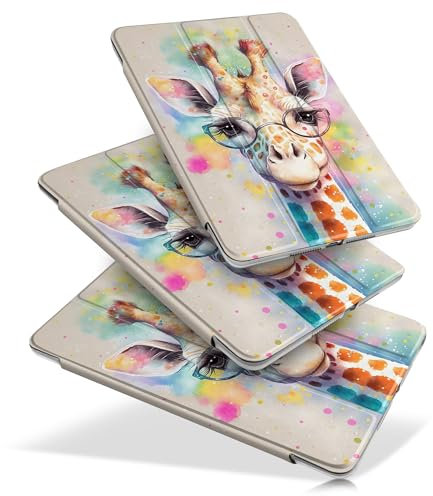 MEEgoodo Hülle für iPad 10,2 Zoll, Hülle für iPad 9. Generation 2021/8. Generation 2020/7. Generation 2019, Tablet-Hülle mit Seidenstruktur und PC-Rückseite, Giraffe