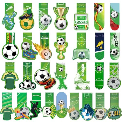 Segnalibri Magnetici Calcio,30 Pezzi Segnalibro Magnetico per Bambini, Segnalibri Magnetici di Pagina in Stile Calcio, Segnalibro Personalizzati, Regalo per Appassionati di Calcio, Amanti dei Libri