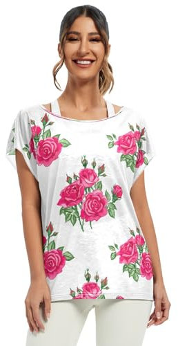 Magnifique bouquet de roses blanches pour femmes, hauts et chemisiers d'été à manches amples, T-shirt décontracté S-XXL, Magnifique bouquet de roses blanches, XX-Large
