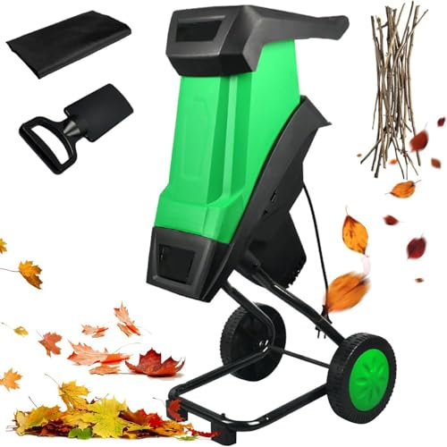 Cippatore Elettrico Multifunzione,2400w per Giardinaggio Efficiente,Riduce Volume Rami/Foglie Del 90%,Con Maniglie,Per Piccoli/Medi Giardini,Chippers