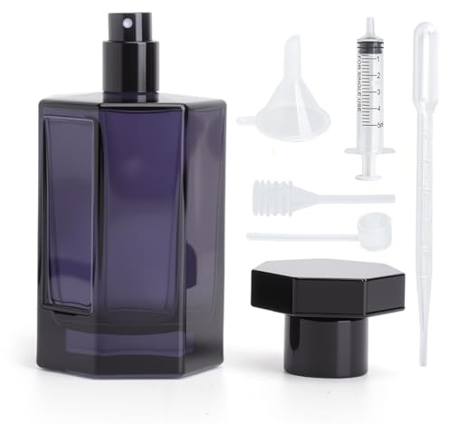 UOCAI Flacone Profumo Ricaricabile 100ml In Vetro Nero, Atomizzatore Profumo Vuoto Riutilizzabile, Nebulizzatore Profumo Con Pipetta E Imbuto, Boccetta Profumo Anti Perdita Da Viaggio Uomo Donna | Bottiglia di profumo ricaricabile con contagocce e imbuto, a prova di perdite, da riempire per viaggi, unisex, nero