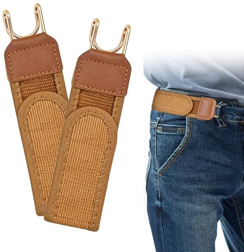 Simsky Elastischer Gürtel ohne Schnalle für Herren und Damen, Taktischer Gürtel mit Metallhaken, Unsichtbarer Unisex Taillengurt, 2 Stück