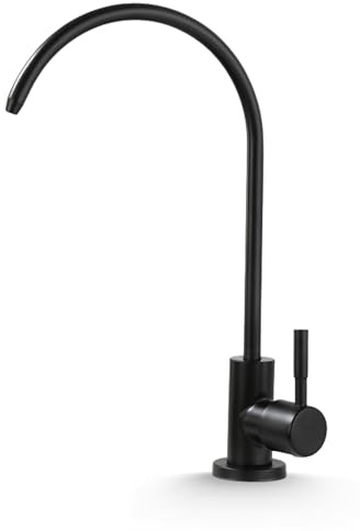 Ari Wasserhahn für Umkehrosmose Wasserfilter Edelstahl SUS304 Einhebelmischer 360 Grad Drehbar Auslauf für Spüle Trinkwasserfilter Osmoseanlage Untertischfilter Einlochmontage (Schwarz)