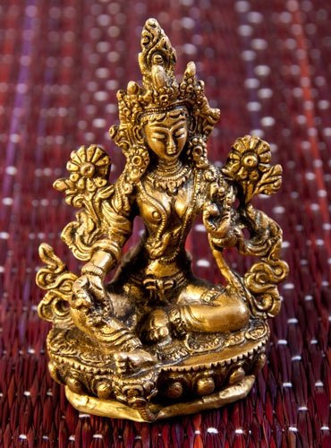 Grüne Tara - Statue aus Messing - 9,5 cm