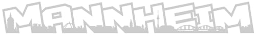 Samunshi® Aufkleber Mannheim Schriftzug Skyline 30 x 3,8cm silbermetalleffekt