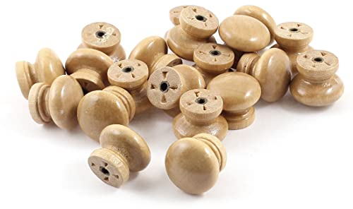 sourcing map 20pcs Light Color Wood Cabinet Closet Drawer Door Pulls Knobs Handles for Dresser Drawer Wardrobe