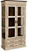 MASSIVMOEBEL24.DE | Castle-ANTIK Vitrine aus Massivholz #71 | aus Mangoholz - Weiß, gewachst | 2 Glastüren - 2 Schubladen | 90x45x180 cm | Schrank Glasvitrine Hochschrank